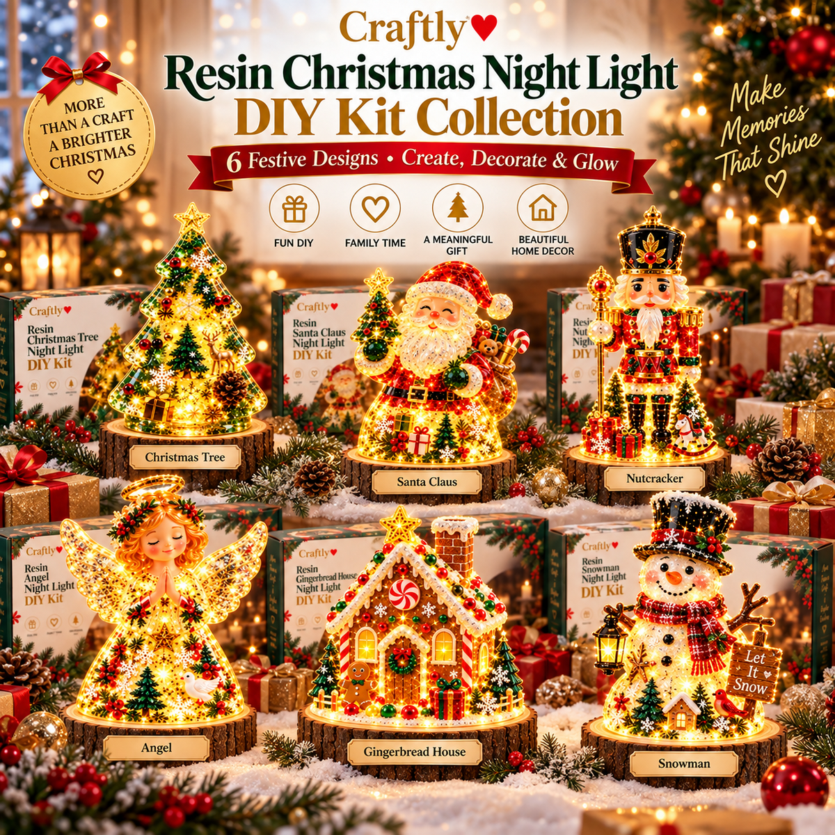 Christmas Resin Night Light DIY Kit – Handmade Glowing Holiday Keepsake