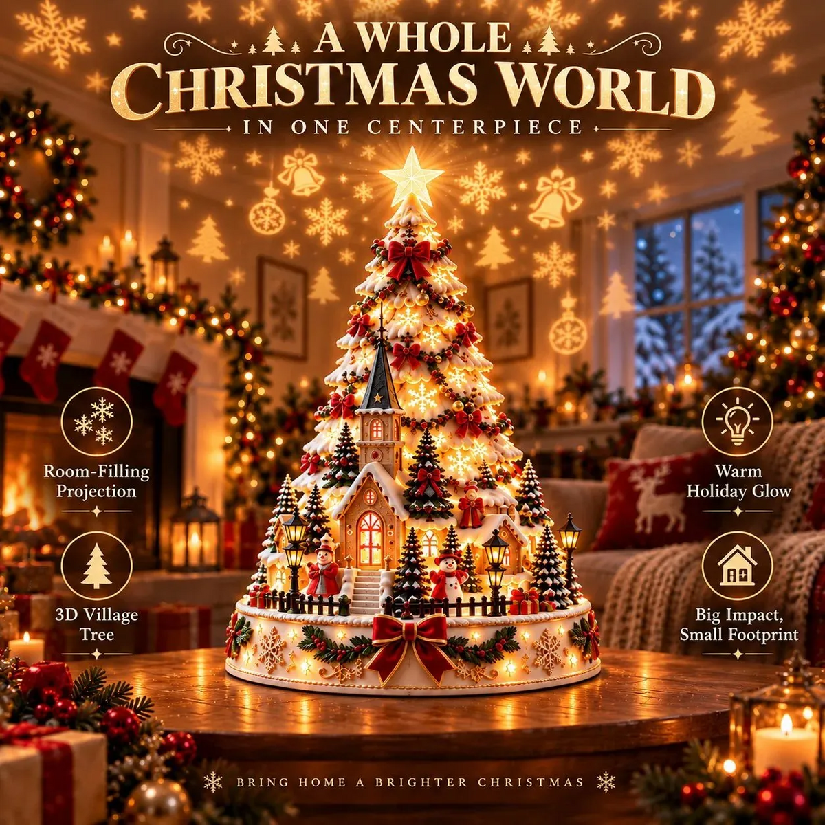 ✨Last Day 50% OFF✨🎄Christmas Village Projection Centerpiece – 4 Themed Villages