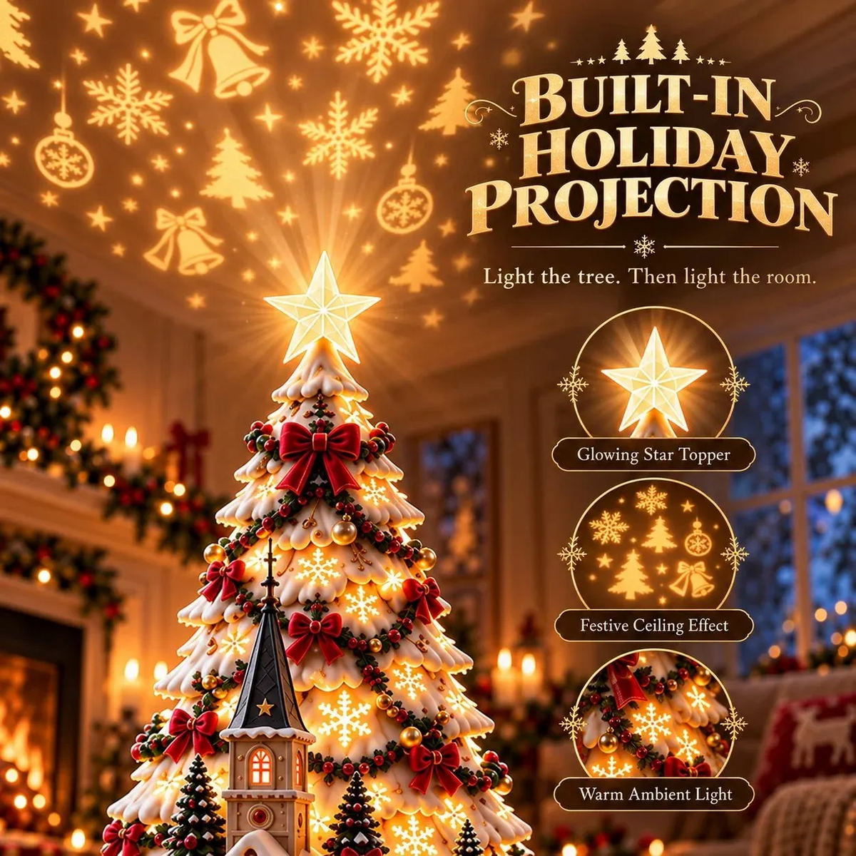 ✨Last Day 50% OFF✨🎄Christmas Village Projection Centerpiece – 4 Themed Villages