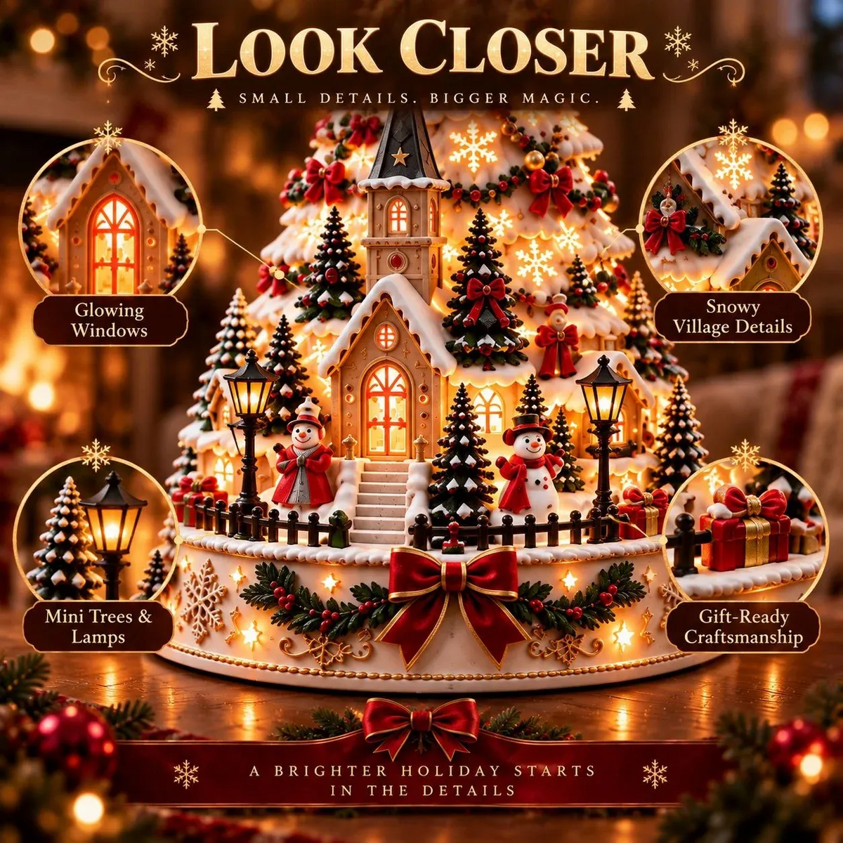 ✨Last Day 50% OFF✨🎄Christmas Village Projection Centerpiece – 4 Themed Villages