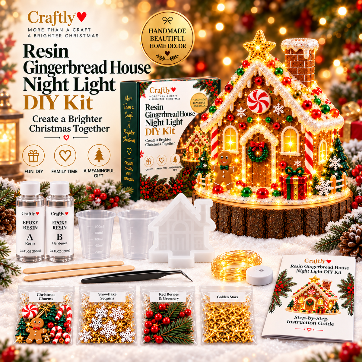 Christmas Resin Night Light DIY Kit – Handmade Glowing Holiday Keepsake