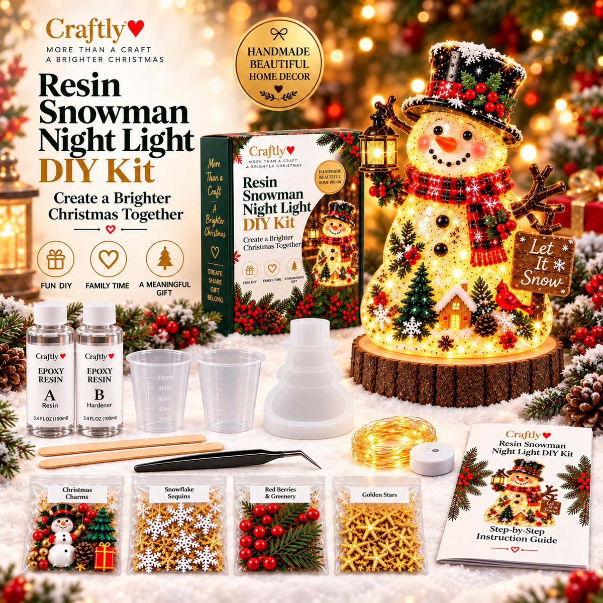 Christmas Resin Night Light DIY Kit – Handmade Glowing Holiday Keepsake
