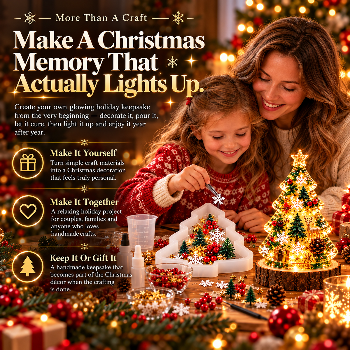 Christmas Resin Night Light DIY Kit – Handmade Glowing Holiday Keepsake