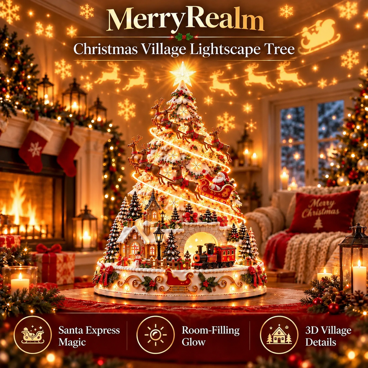 ✨Last Day 50% OFF✨🎄Christmas Village Projection Centerpiece – 4 Themed Villages