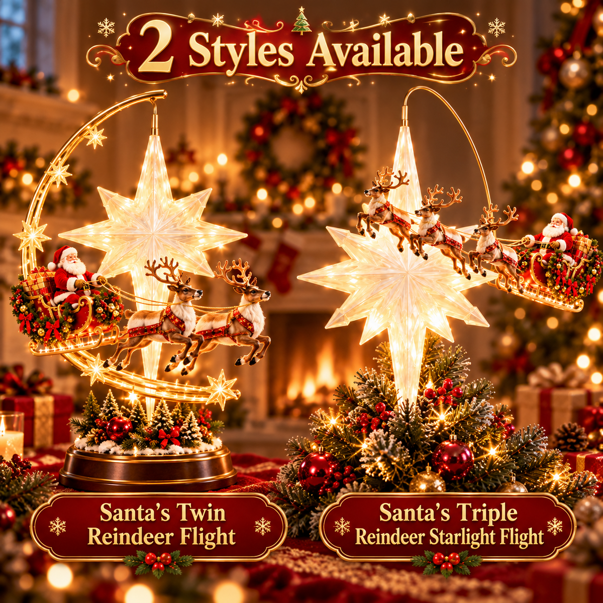 Bring Christmas Magic Home – Santa's Flying Sleigh & Shining Star! 🎅