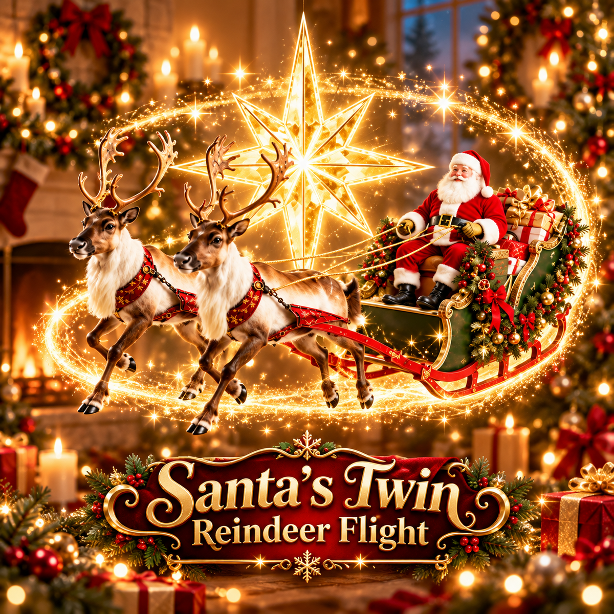 Bring Christmas Magic Home – Santa's Flying Sleigh & Shining Star! 🎅