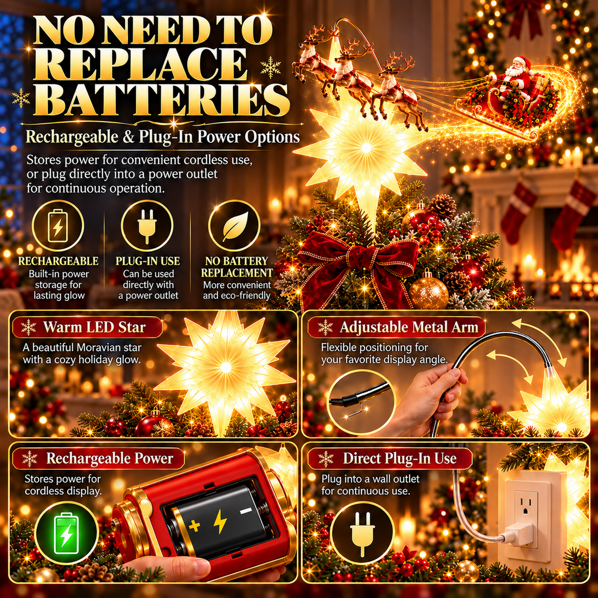 Bring Christmas Magic Home – Santa's Flying Sleigh & Shining Star! 🎅