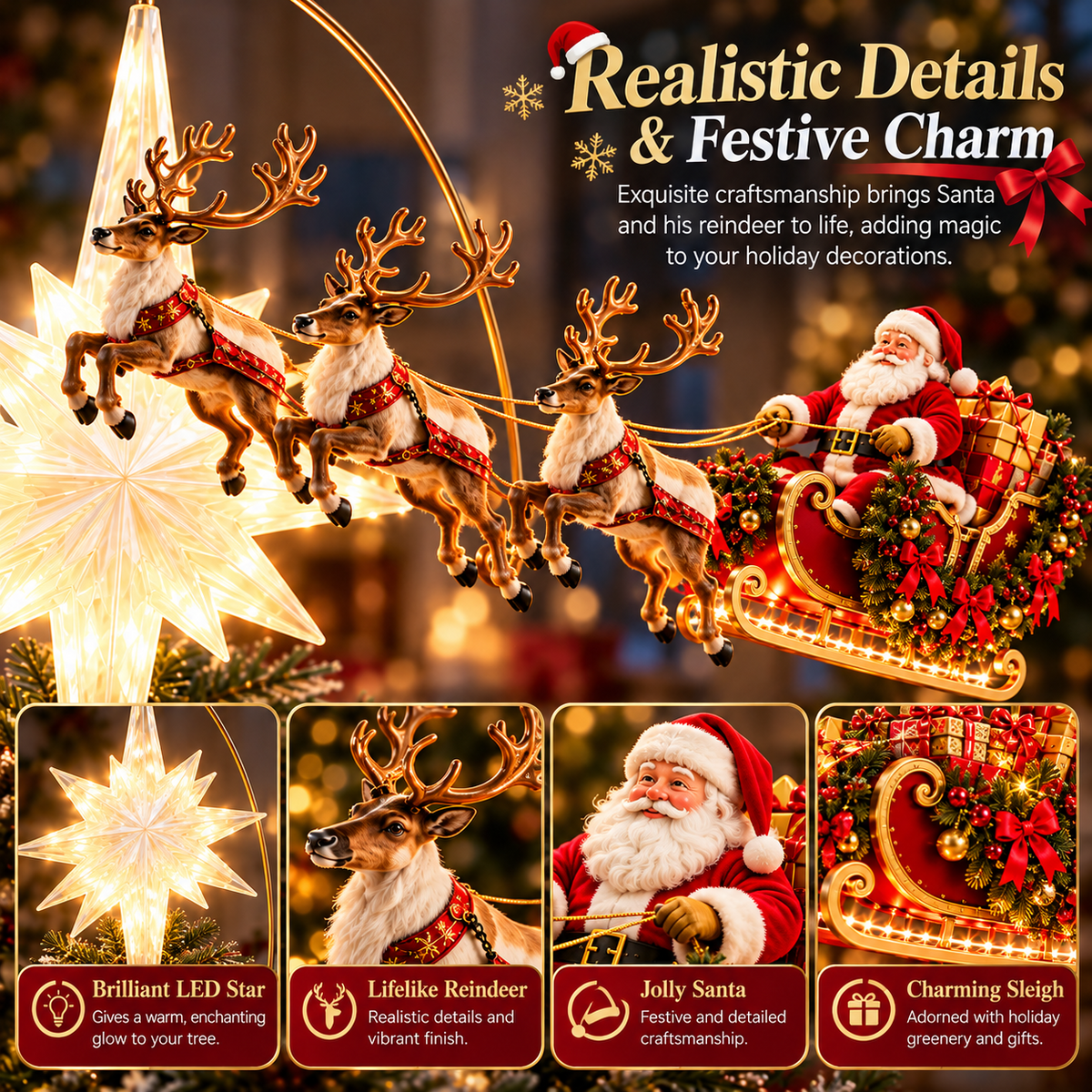 Bring Christmas Magic Home – Santa's Flying Sleigh & Shining Star! 🎅