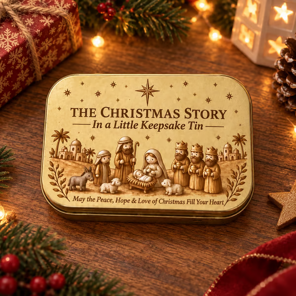 ✝️ Mini Nativity Scene Keepsake Tin — 🙏Pocket-Sized Christmas Holy Family Set