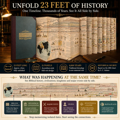 🌍Adams Time Chart 3.0 – 23-Ft Fold-Out Biblical & World History Timeline