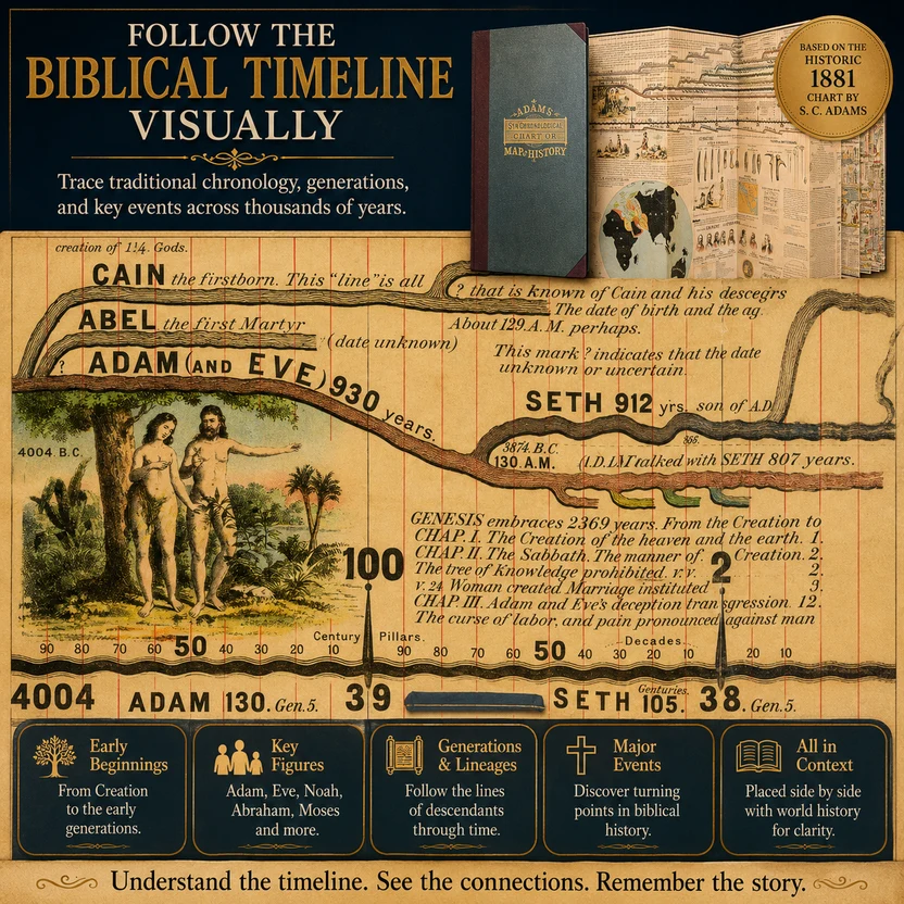 🌍Adams Time Chart 3.0 – 23-Ft Fold-Out Biblical & World History Timeline